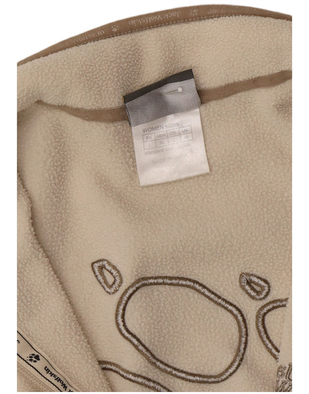 JACK WOLFSKIN Womens Graphic Fleece Jacket UK 16 Large White
