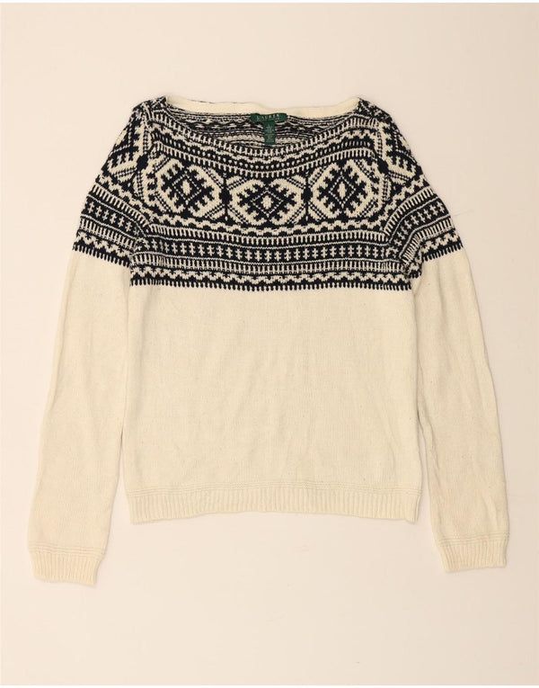 RALPH LAUREN Ženski džemper s morskim izrezom UK 16 Large Off White