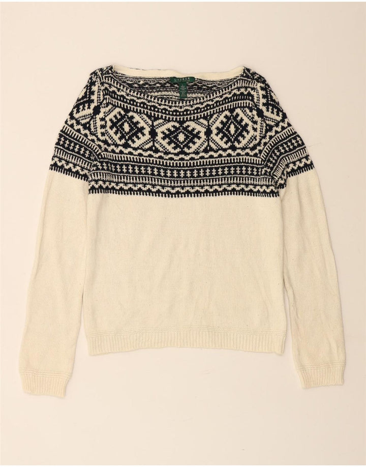 RALPH LAUREN Ženski džemper s morskim izrezom UK 16 Large Off White