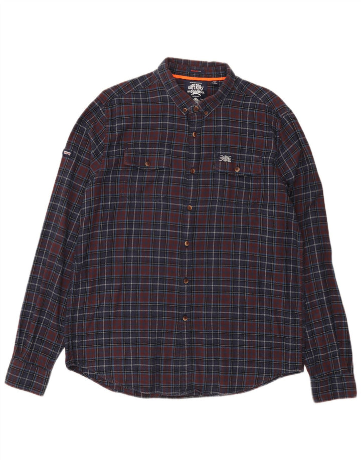 Superdry muška flanelska košulja standardnog kroja 2XL tamnoplava karirana