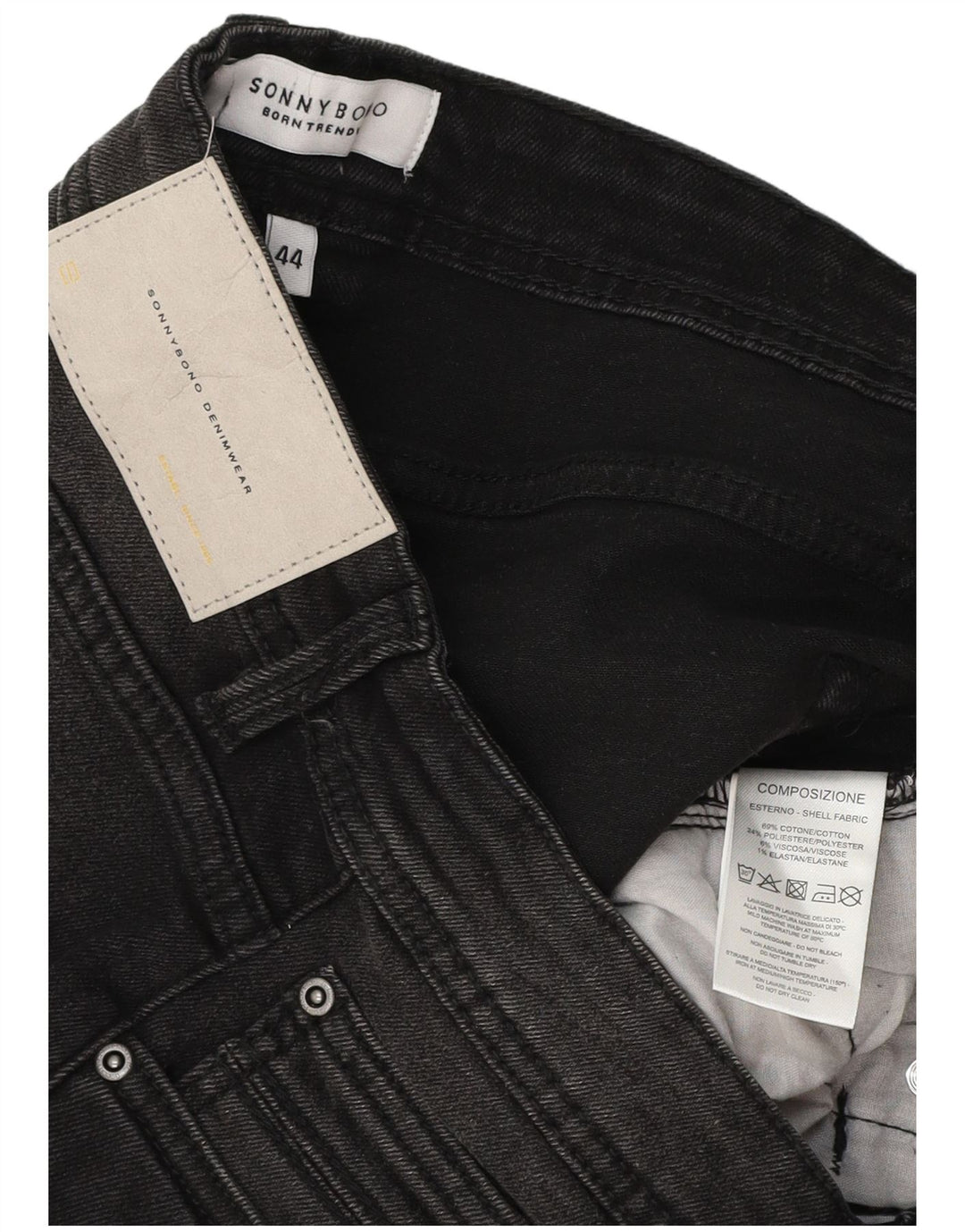 SONNY BONO Ženske traper kratke hlače IT 44 srednje W29 crni pamuk