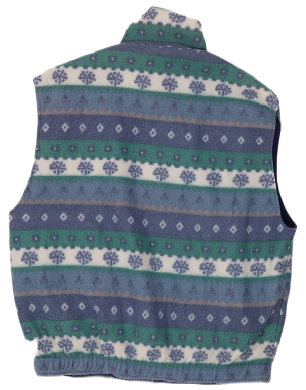 Vintage muška reverzibilna jakna od flisa UK 42 XL plavi geometrijski poliester