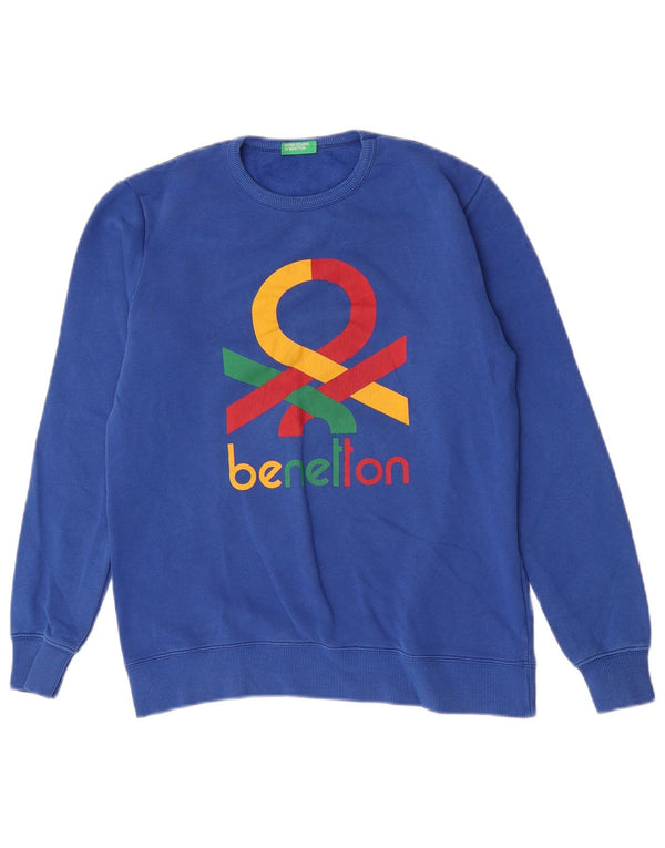 Benetton Boys Graphic Sweatshirt Džemper 13-14 godina 3XL plavi pamuk