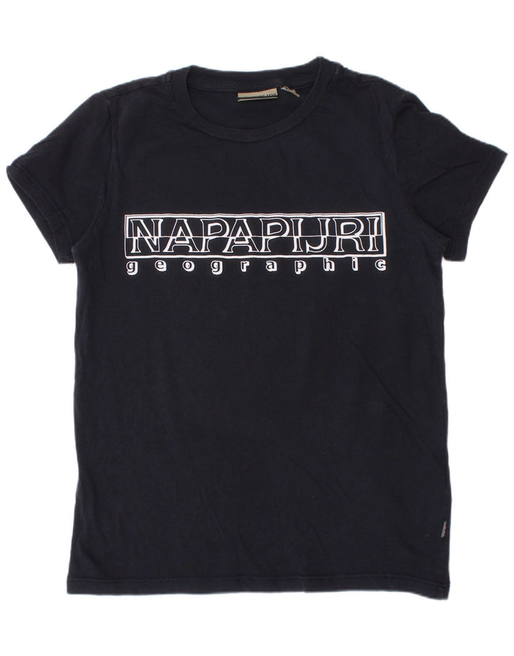 NAPAPIJRI Boys Geographic Graphic T-Shirt Top 7-8 Years Mornarsko plavi pamuk