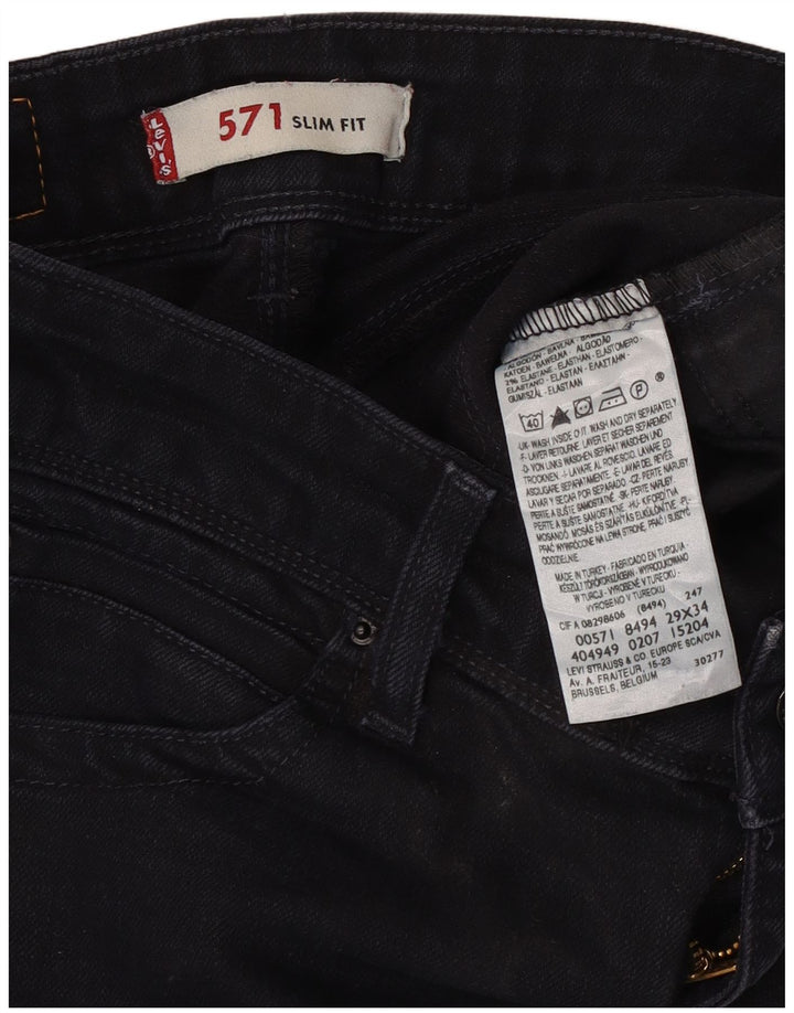 Levi's ženske 571 uske traperice W29 L30 crni pamuk