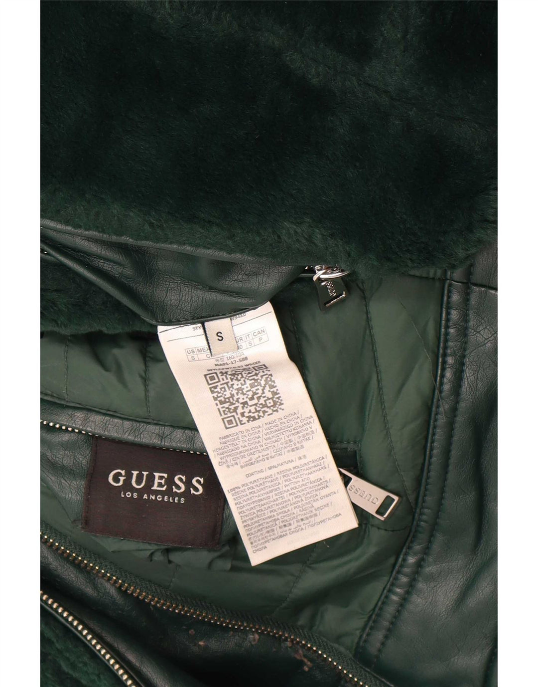 Guess Reversible Padded Jacket UK 10 Small Green Polyurethane