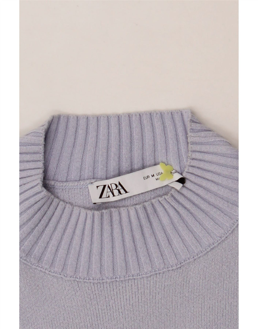 ZARA Womens Crop Turtle Neck Jumper Sweater UK 14 Medium Blue Viscose Vintage Zara and Second-Hand Zara from Messina Hembry 