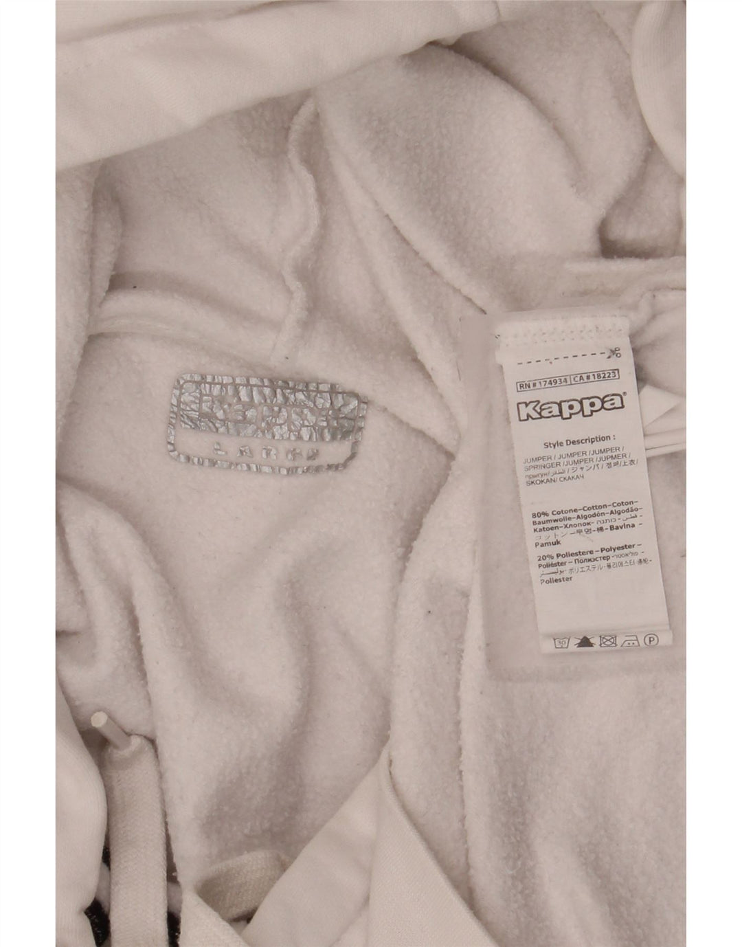 KAPPA muška majica s kapuljačom, veliki bijeli pamuk