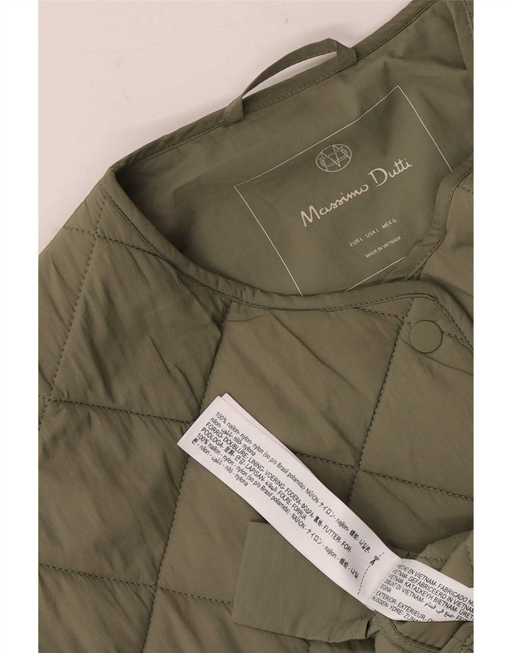 Ženska prošivena jakna Massimo Dutti UK 16 Veliki kaki najlon