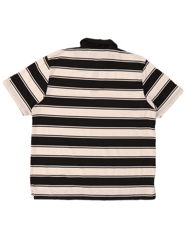 IZOD Mens Rugby Polo Shirt Large Black Striped Polyester