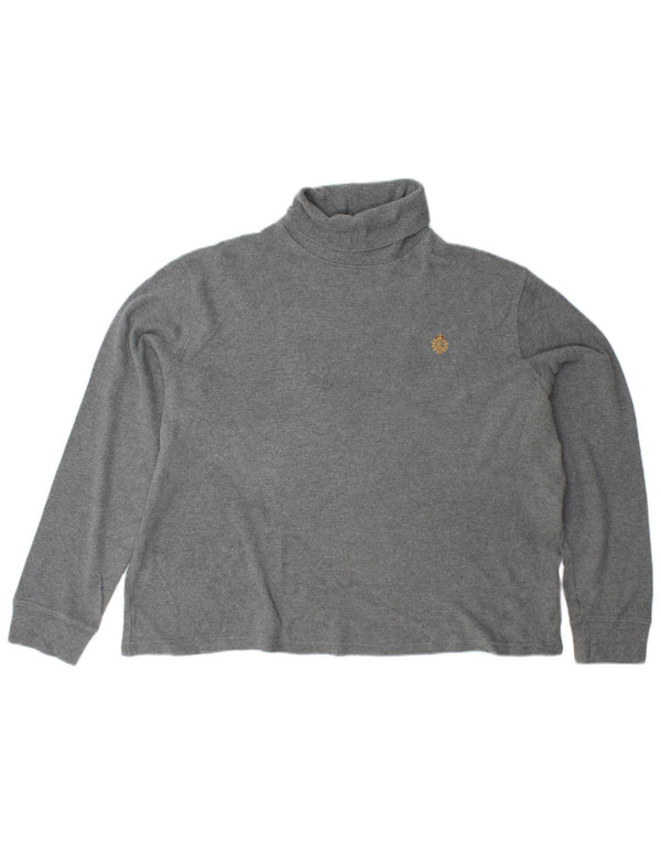 RALPH LAUREN Ženski pulover s rol izrezom UK 18 XL Sivi pamuk