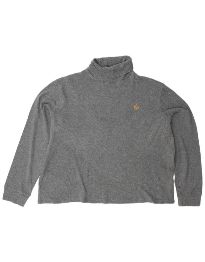 RALPH LAUREN Ženski pulover s rol izrezom UK 18 XL Sivi pamuk