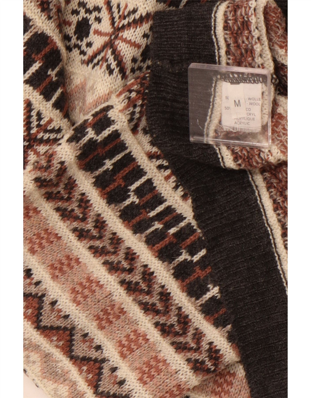 Vintage muški džemper s kornjačevim ovratnikom srednje bež boje Fair Isle vune