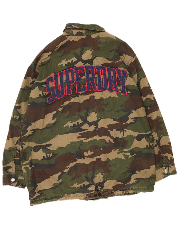 Superdry ženska grafička pomoćna jakna UK 14 velika kaki kamuflažna