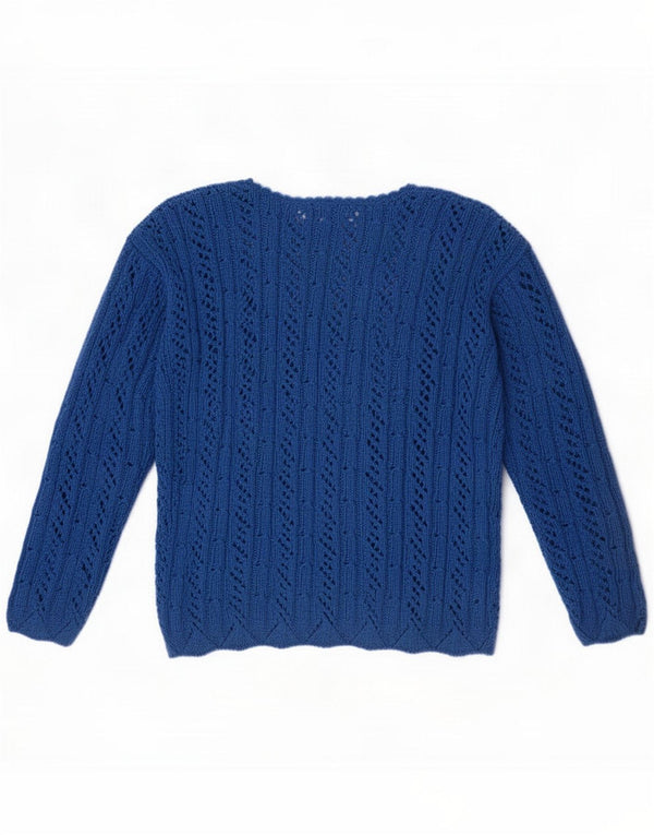 Vintage Womens Boat Neck Jumper Sweater UK 16 Large Blue
