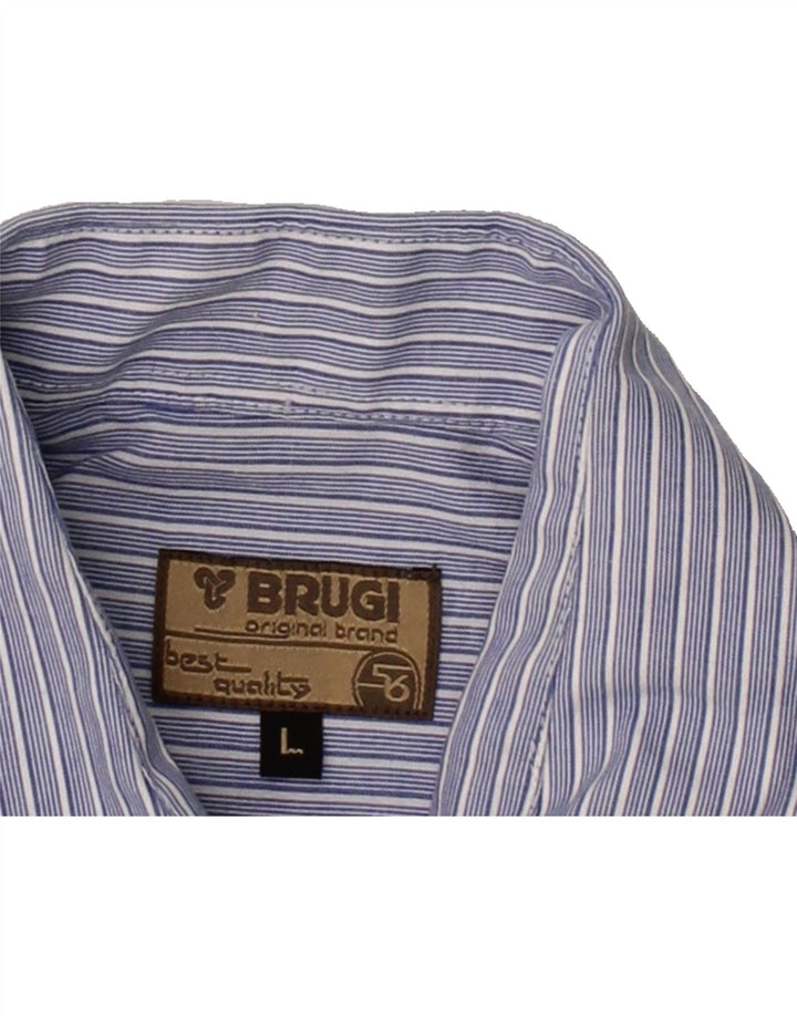 BRUGI Mens Shirt Large Blue Striped Cotton Vintage Brugi and Second-Hand Brugi from Messina Hembry 