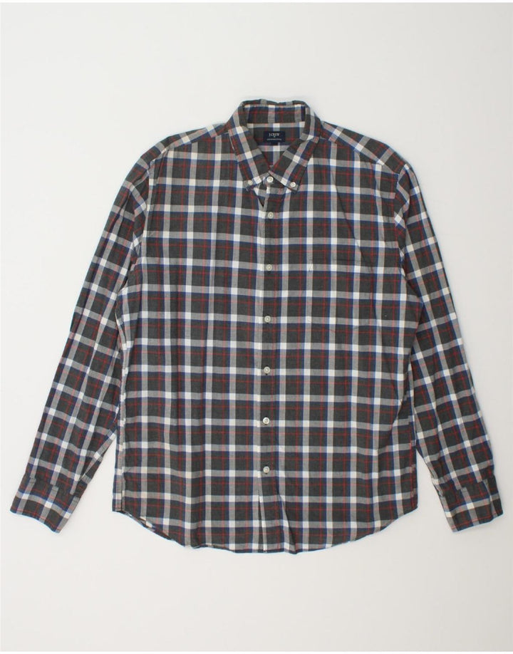 J. CREW Mens Shirt Large Grey Check Cotton Vintage J. Crew and Second-Hand J. Crew from Messina Hembry 