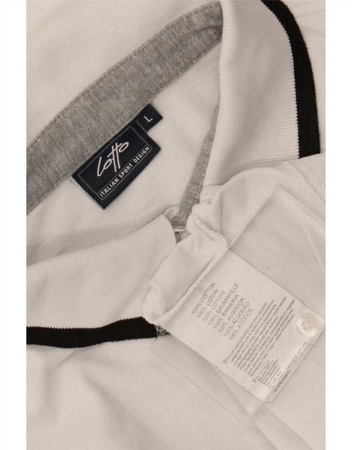 LOTTO Mens Polo Shirt Large White Cotton Vintage Lotto and Second-Hand Lotto from Messina Hembry 