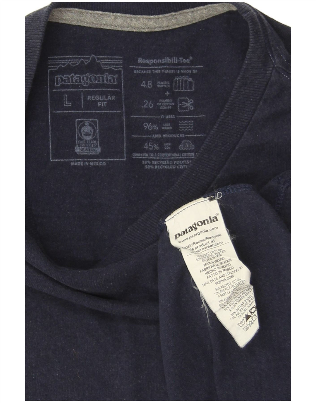 PATAGONIA Muška majica regularnog kroja dugih rukava, veliki tamnoplavi pamuk