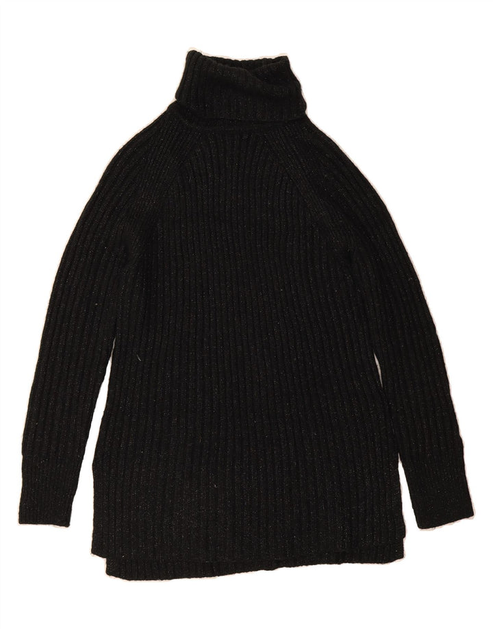 MARKS & SPENCER Womens Roll Neck Jumper Sweater UK 10 Small Black Flecked Vintage Marks & Spencer and Second-Hand Marks & Spencer from Messina Hembry 
