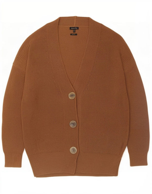 Massimo Dutti ženski dugi kardigan pulover UK 14 srednje smeđi poliester