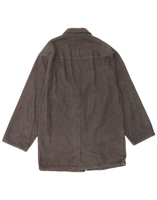 Vintage ženski preveliki traper kaput UK 14 srednje crni pamuk