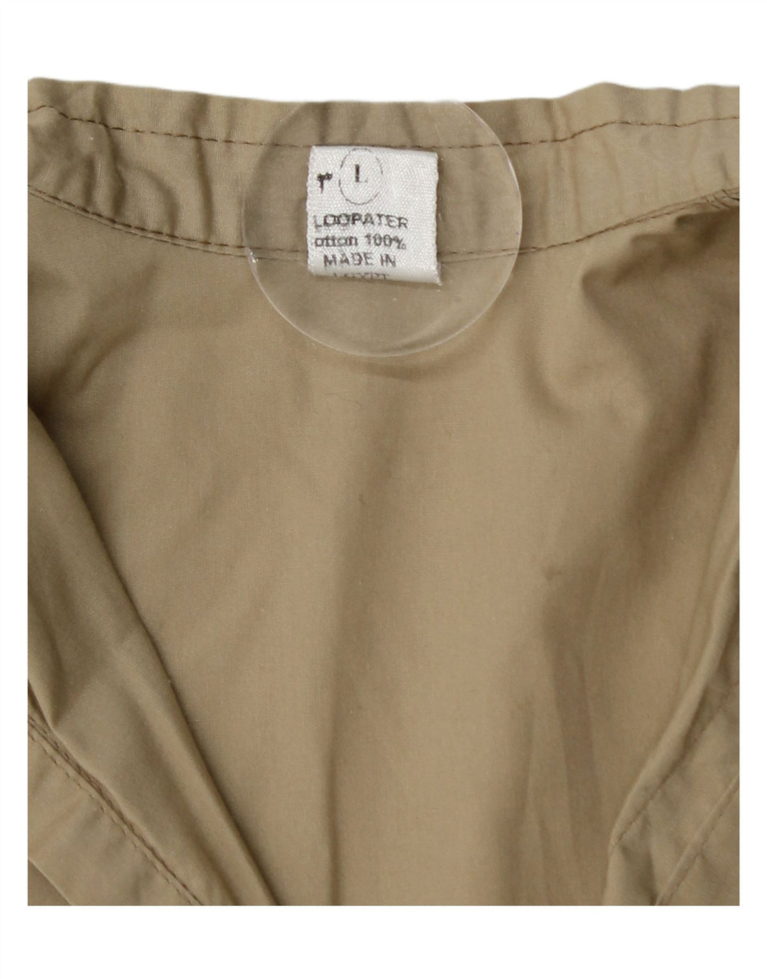 VINTAGE Mens Short Sleeve Pullover Shirt Large Beige Cotton