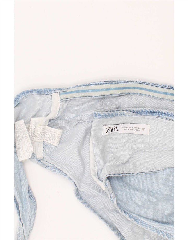 Zara ženski crop top od trapera srednje plave boje
