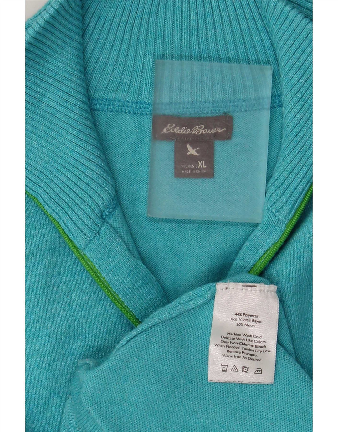 Eddie Bauer ženski džemper s izrezom i patentnim zatvaračem UK 18 XL plavi poliester