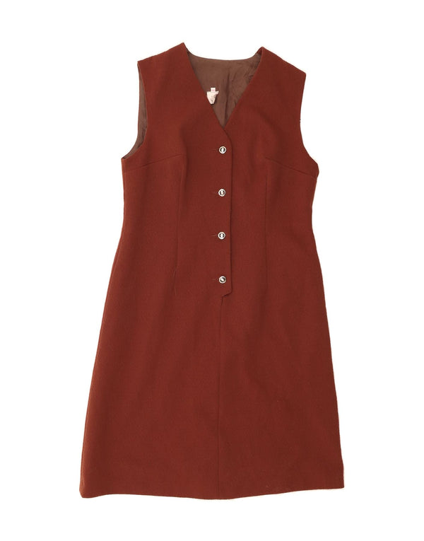 VINTAGE Womens Sleeveless A-Line Dress IT 46 Large Brown Polyester
