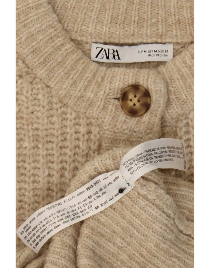 Zara ženski kardigan pulover UK 12 srednje bež poliester