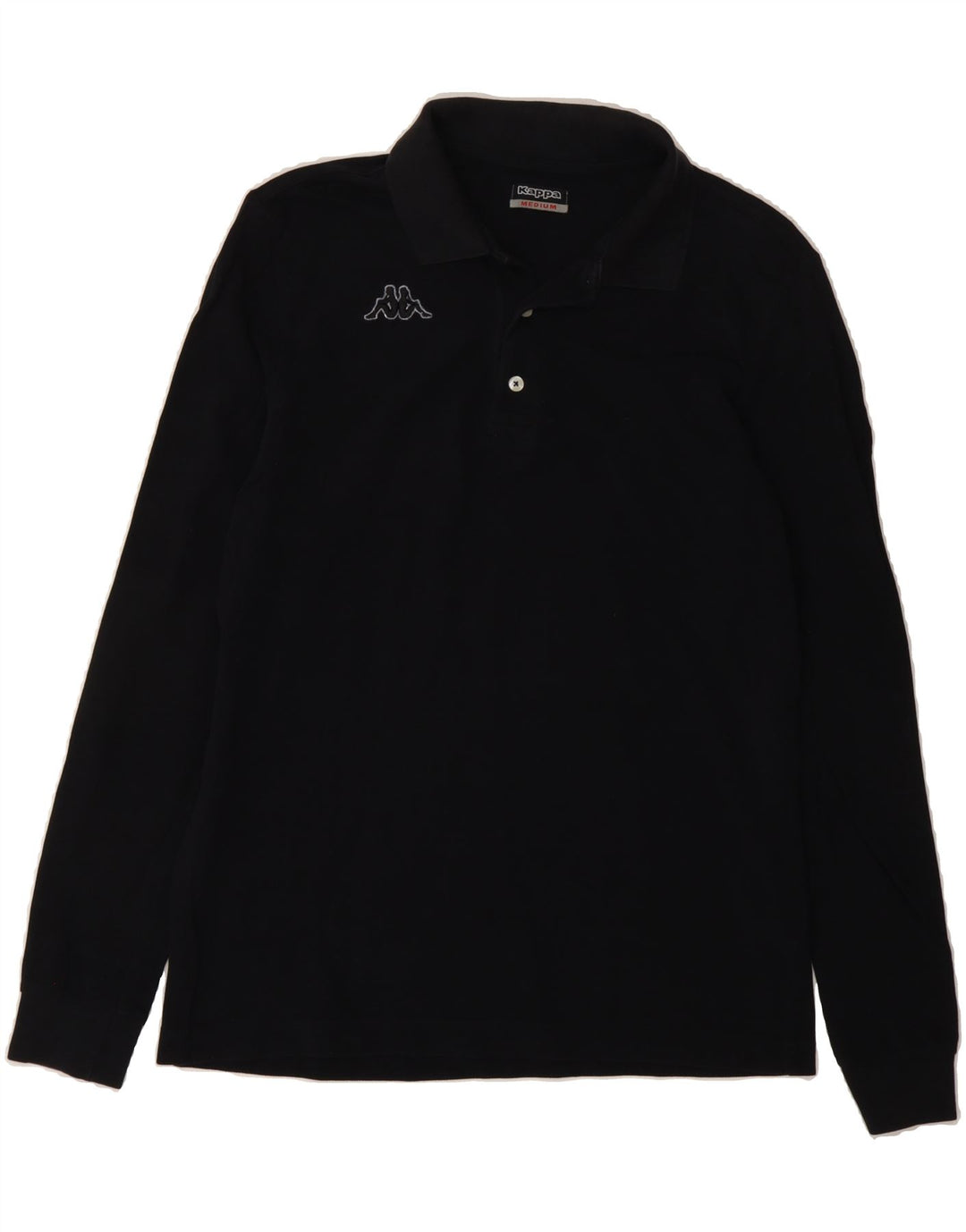 KAPPA Mens Long Sleeve Polo Shirt Medium Black Cotton Vintage Kappa and Second-Hand Kappa from Messina Hembry 
