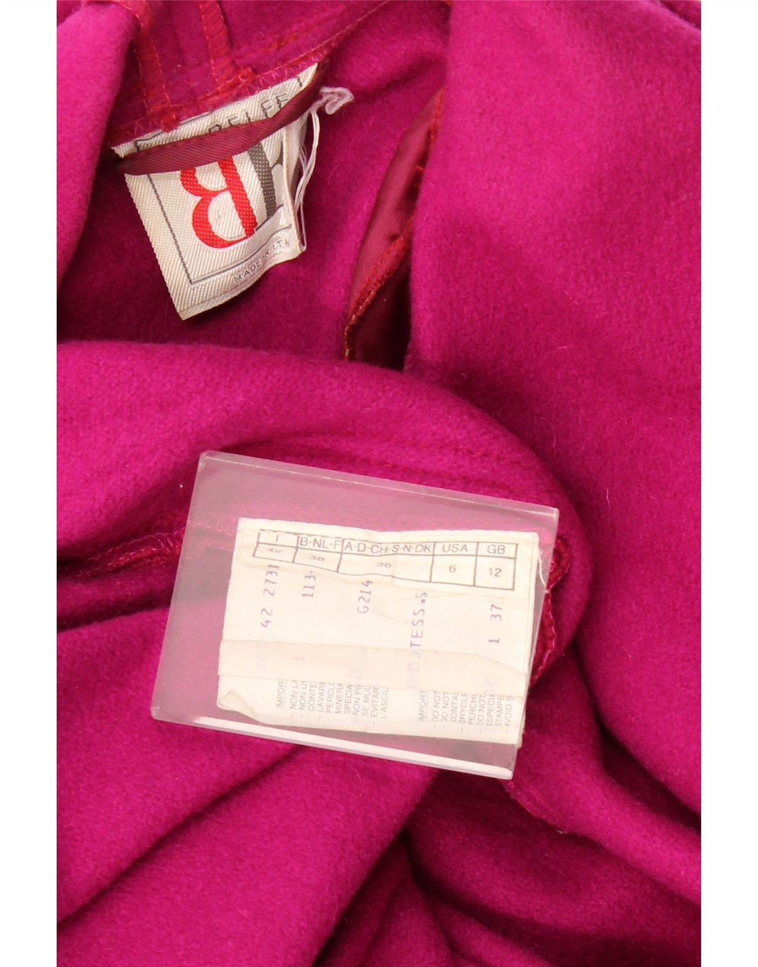 BELFE ženski kaput UK 12 srednje ružičaste vune