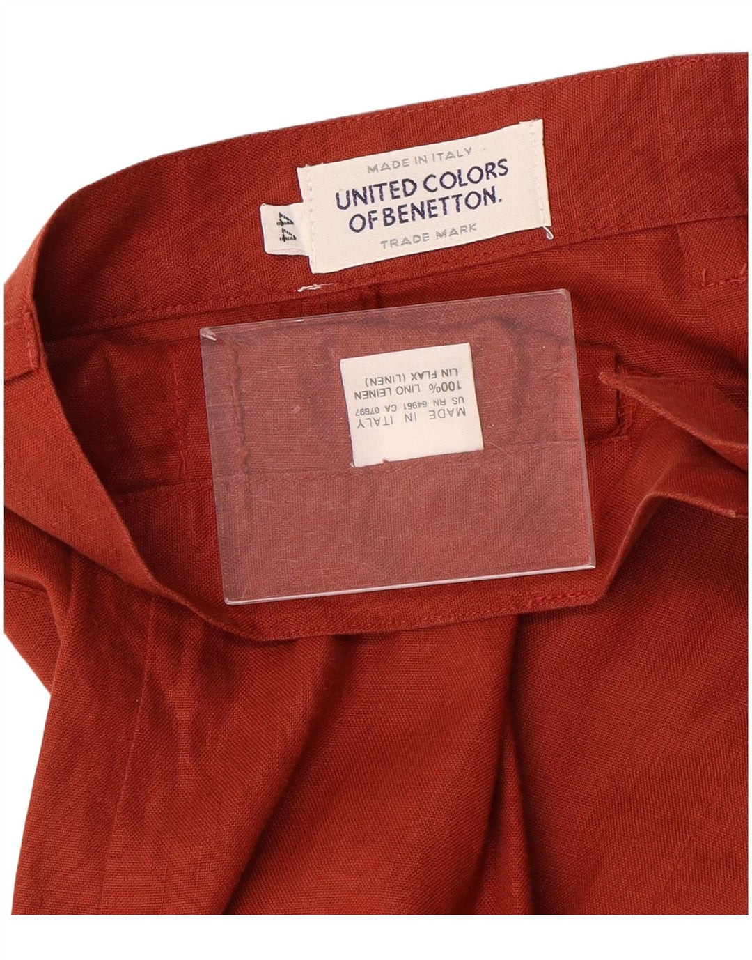 BENETTON ženska midi suknja srednje visine IT 44 srednje veličine W26 crvena lanena