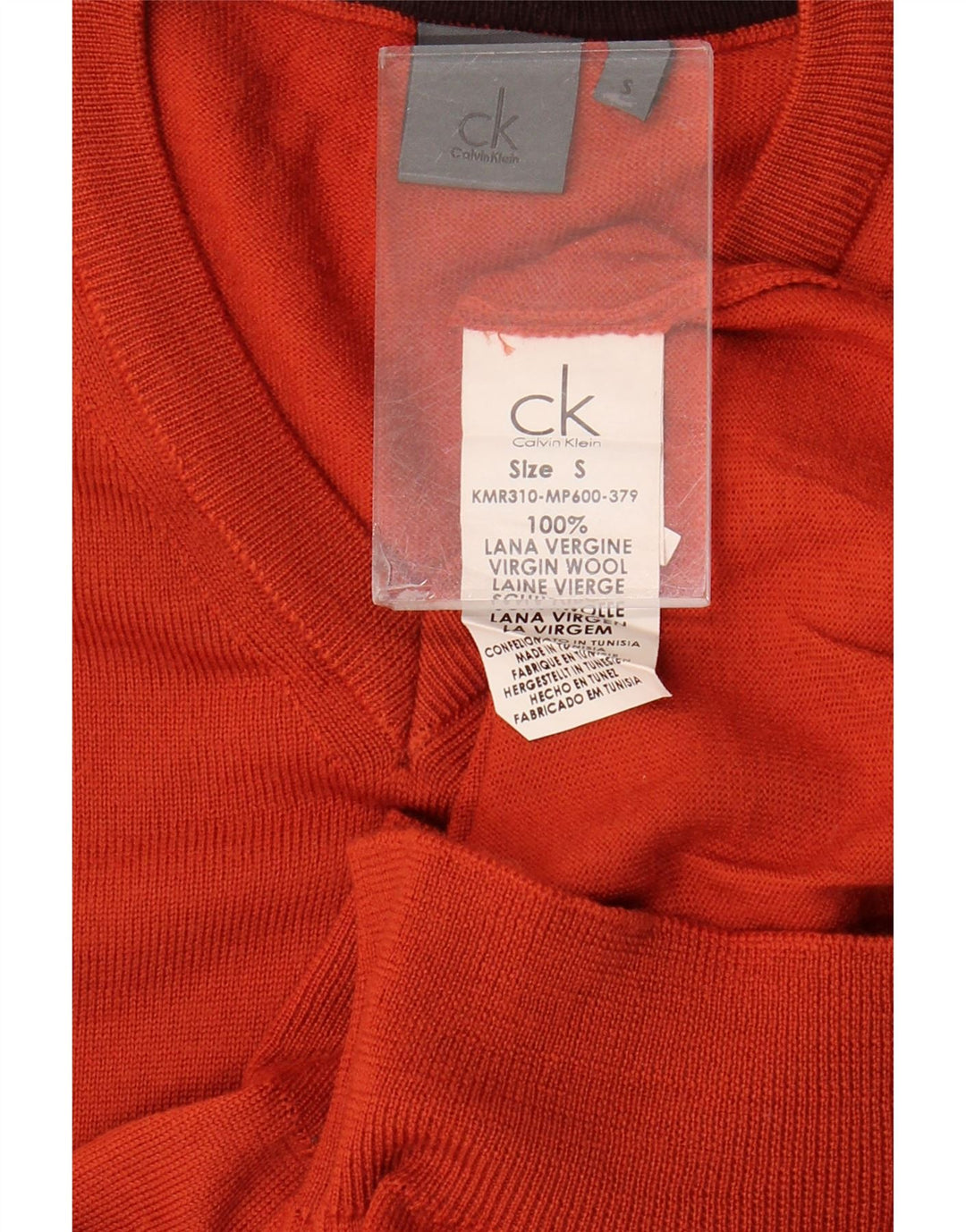 Calvin Klein muški džemper s V-izrezom Mali narančasti djevičanski vuneni
