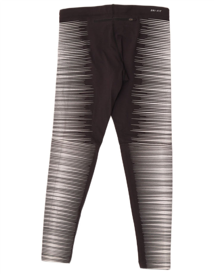 Nike Ženske Dri Fit Leggings UK 12 Najlon srednje crne pruge