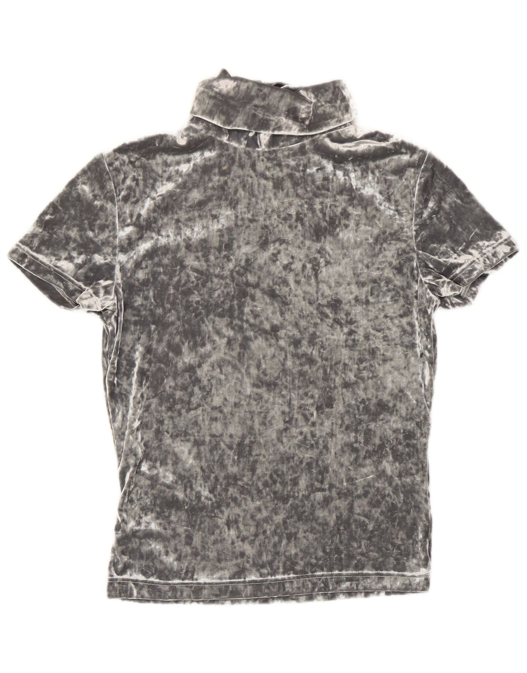 Vintage ženska majica kratkih rukava od velura UK 12 srednje sivi poliester