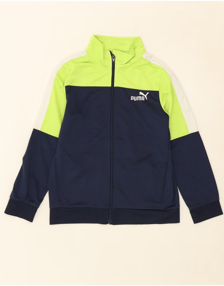 PUMA Boys Tracksuit Top Jacket 11-12 Years Navy Blue Colourblock Polyester Vintage Puma and Second-Hand Puma from Messina Hembry 
