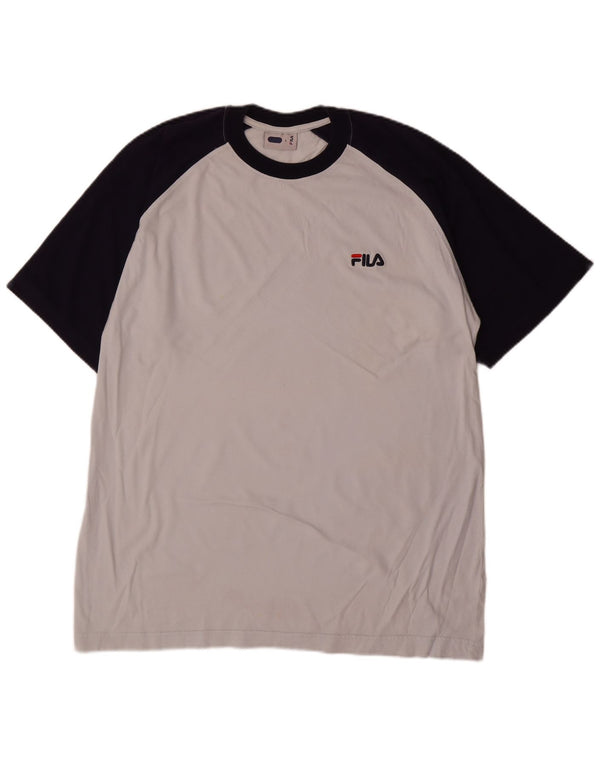 Fila Mens T-Shirt Top Large Grey Colourblock Cotton
