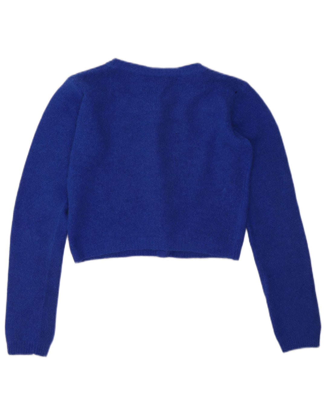 VINTAGE ženski kratki kardigan pulover UK 10 Mala plava vunena