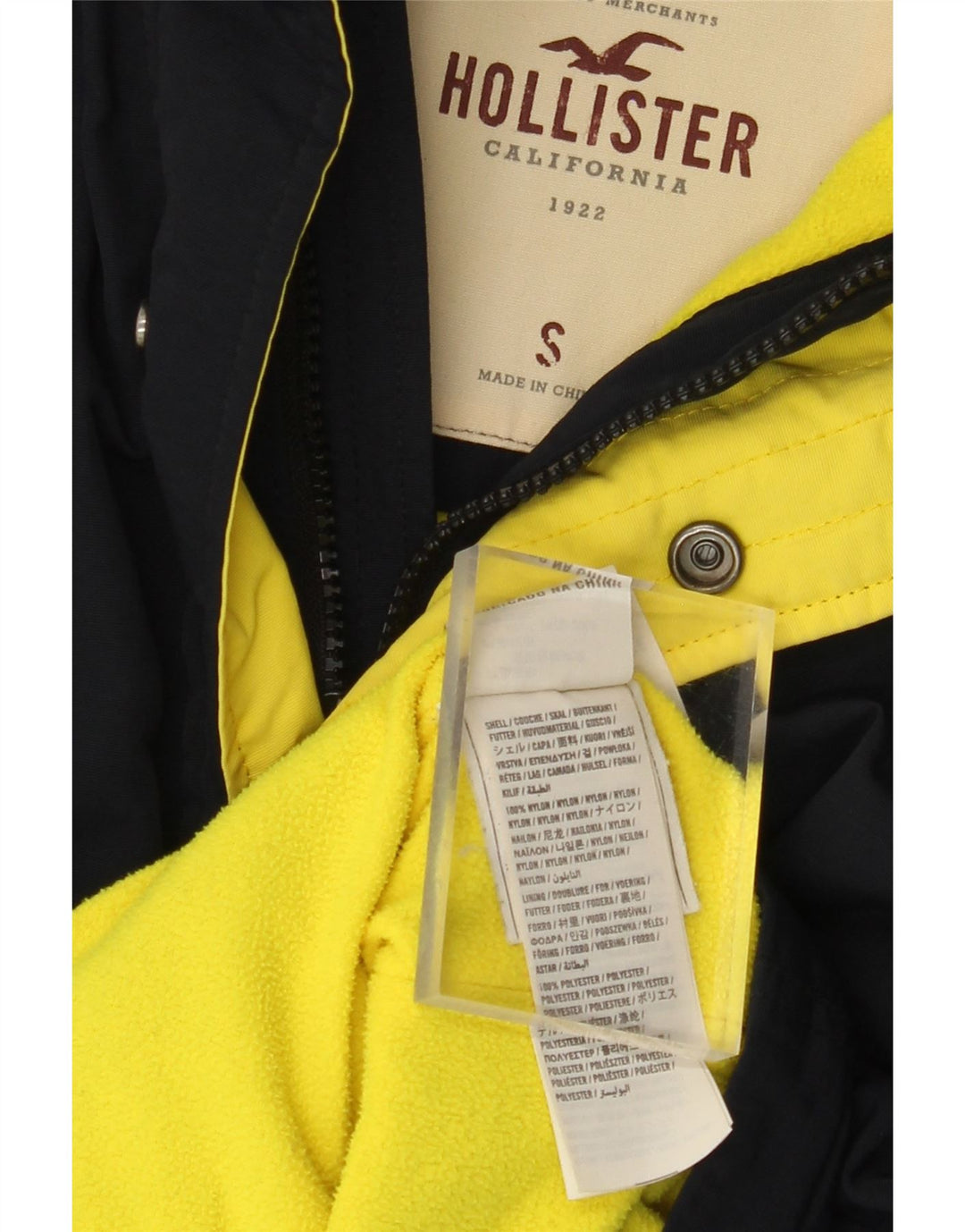 HOLLISTER Ženska prevelika vjetrovka jakna UK 10 Mala tamnoplava najlonska