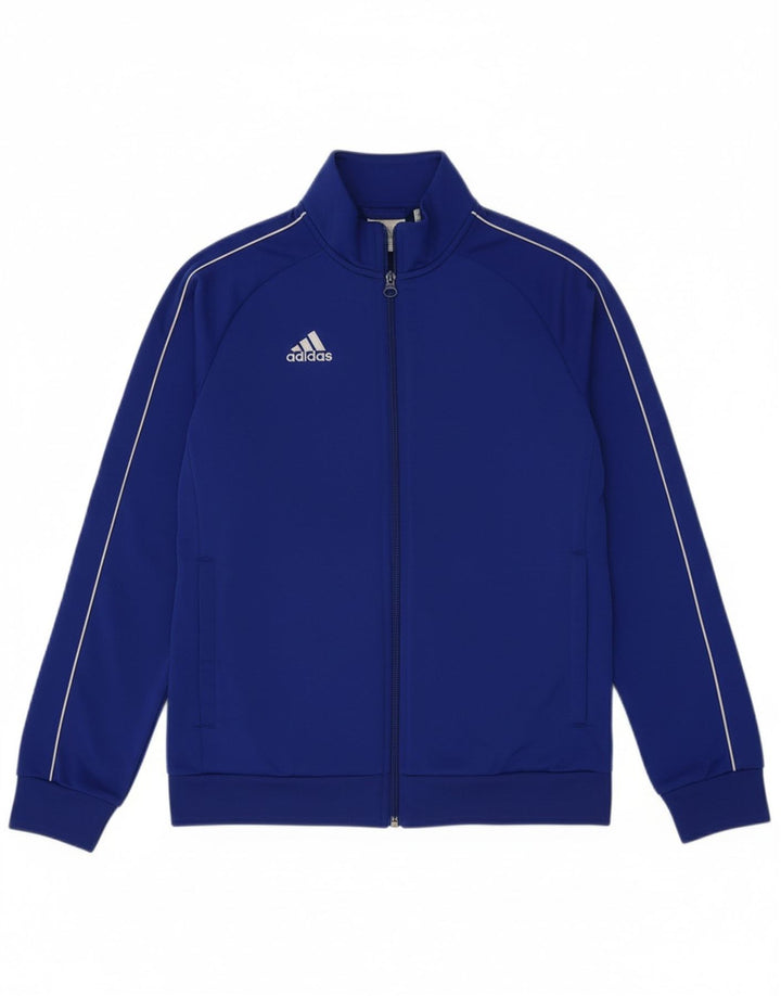 ADIDAS Boys Tracksuit Top Jacket 11-12 Years Blue Polyester