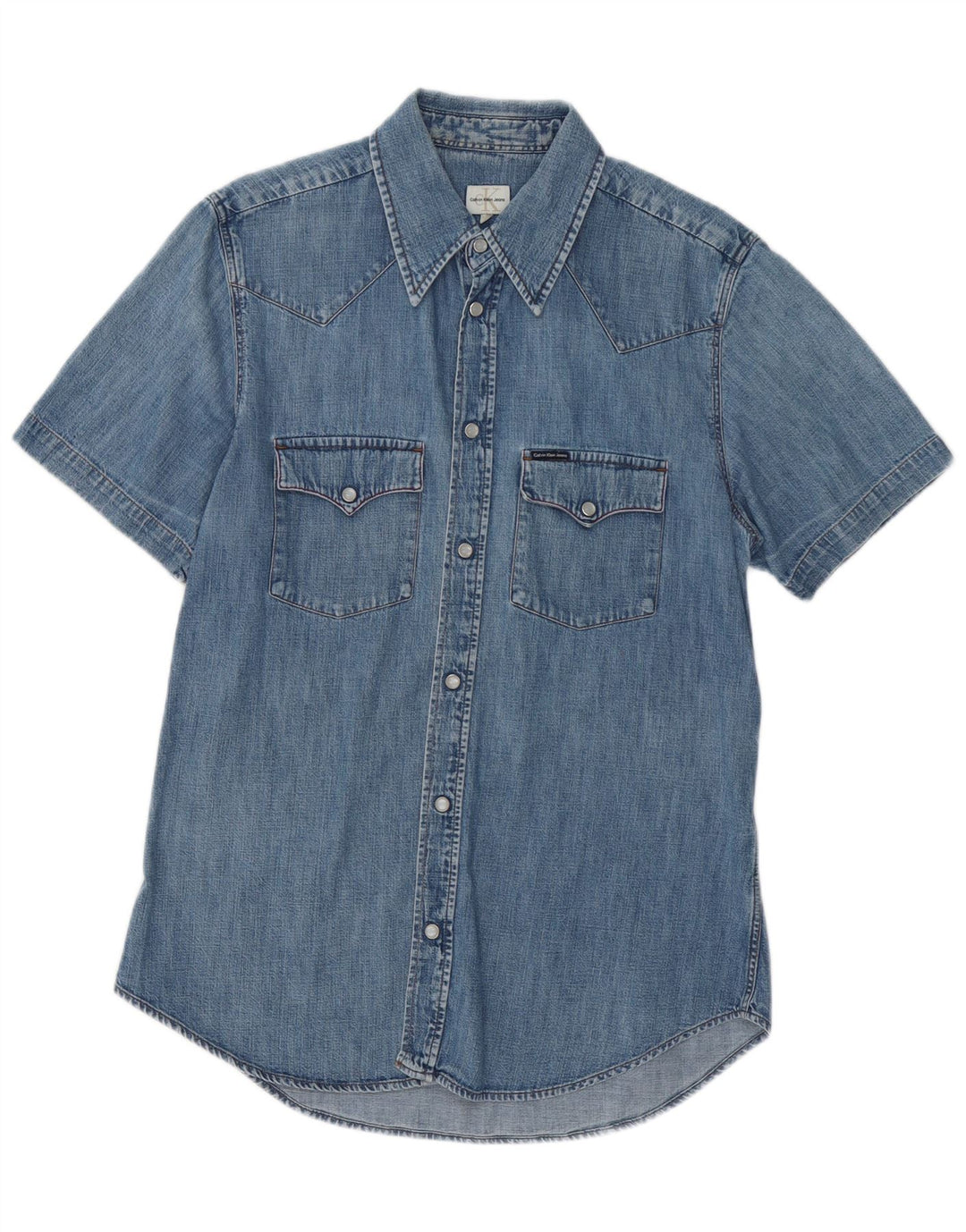 Calvin Klein Jeans Ženska traper košulja kratkih rukava UK 18 XL Plavi pamuk