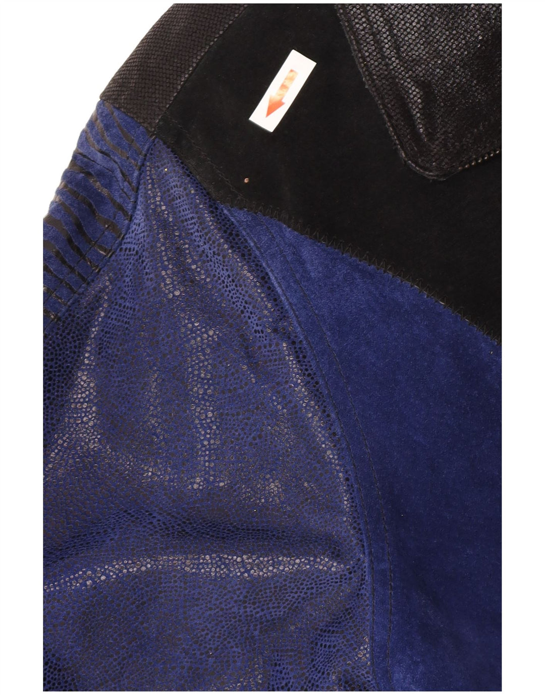 Vintage ženski gornji kaput od brušene kože UK 12 srednje plava koža u blokovima boja