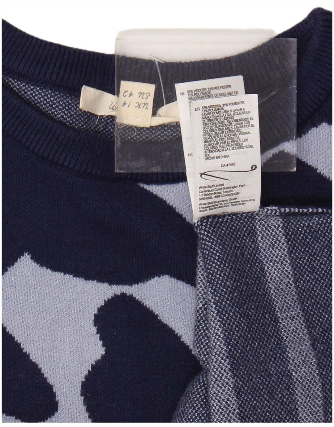 WHITE STUFF Ženski džemper s okruglim izrezom UK 14 Veliki tamnoplavi na pruge