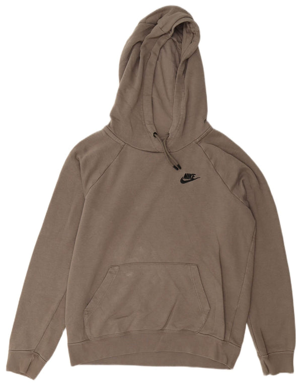 Nike Womens Oversized Hoodie Jumper UK 10 Small Grey Cotton