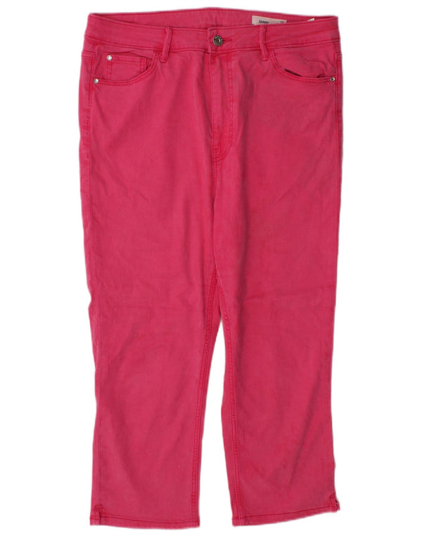 Marks & Spencer ženske kapri uske traperice UK 16 Large W32 L21 Pink Lyocell