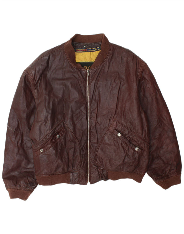 ANNO DOMINI Mens Leather Jacket IT 54 2XL Brown