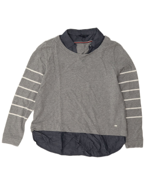 Tommy Hilfiger Ženska majica s kratkim rukavima UK 14 Pamuk srednje sive pruge