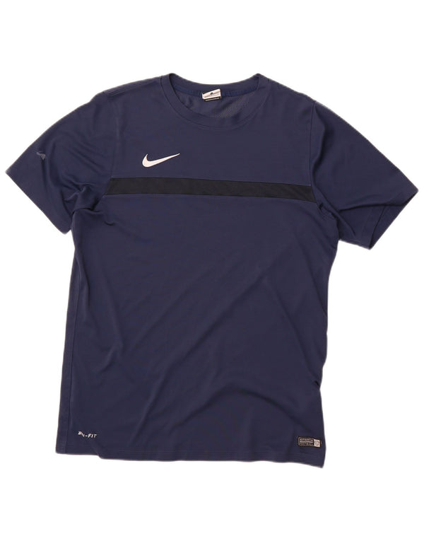 Nike Mens Dri Fit T-Shirt Top Large Navy Blue Polyester